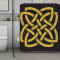 Gold Celtic Knot Symbol Print Polyester Shower Curtain