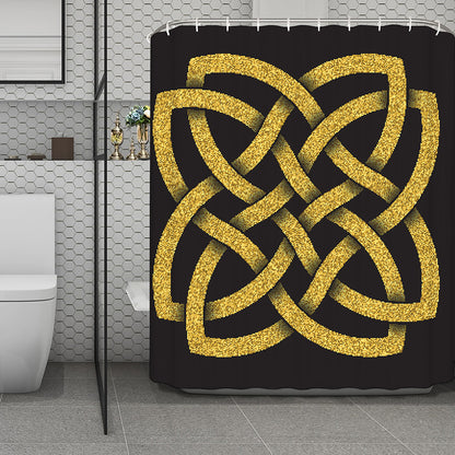 Gold Celtic Knot Symbol Print Polyester Shower Curtain