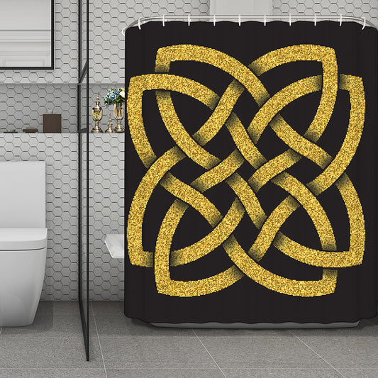Gold Celtic Knot Symbol Print Polyester Shower Curtain