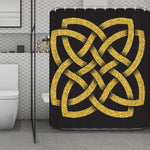 Gold Celtic Knot Symbol Print Polyester Shower Curtain