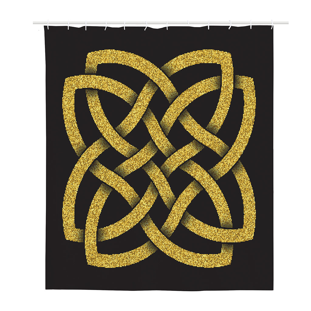 Gold Celtic Knot Symbol Print Polyester Shower Curtain