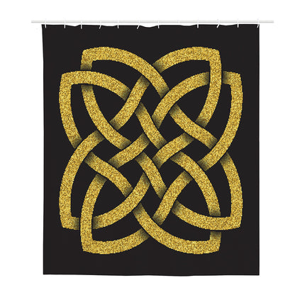 Gold Celtic Knot Symbol Print Polyester Shower Curtain