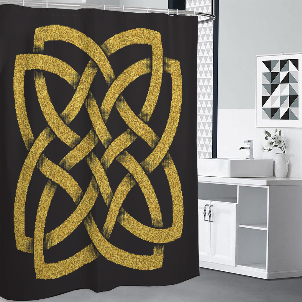 Gold Celtic Knot Symbol Print Premium Shower Curtain