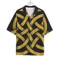 Gold Celtic Knot Symbol Print Rayon Hawaiian Shirt