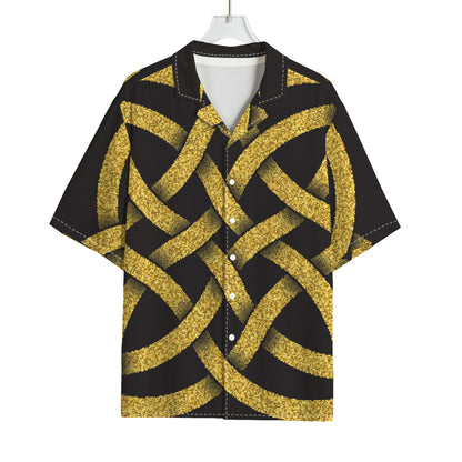 Gold Celtic Knot Symbol Print Rayon Hawaiian Shirt
