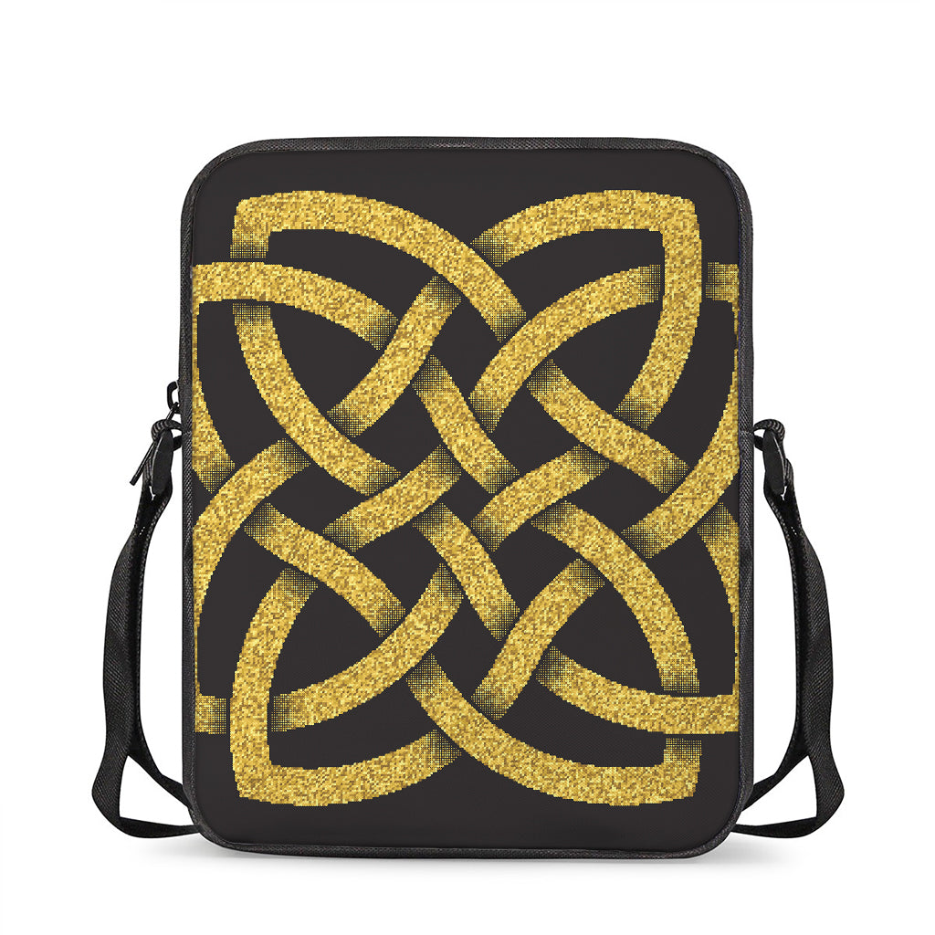 Gold Celtic Knot Symbol Print Rectangular Crossbody Bag