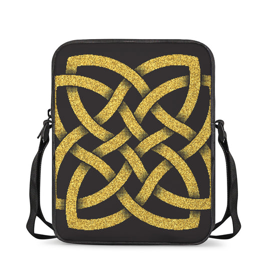 Gold Celtic Knot Symbol Print Rectangular Crossbody Bag