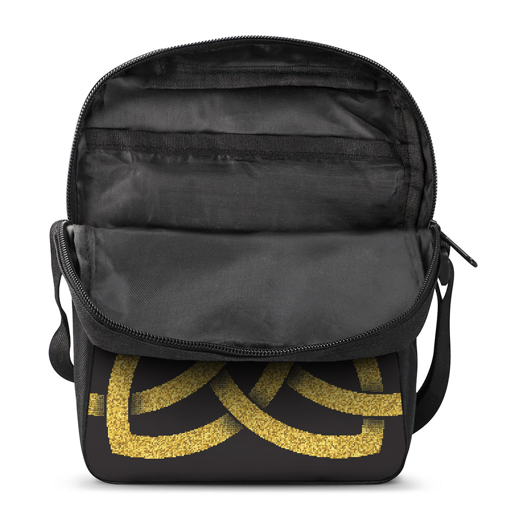Gold Celtic Knot Symbol Print Rectangular Crossbody Bag