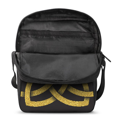 Gold Celtic Knot Symbol Print Rectangular Crossbody Bag