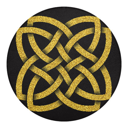 Gold Celtic Knot Symbol Print Round Blanket