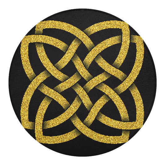 Gold Celtic Knot Symbol Print Round Blanket