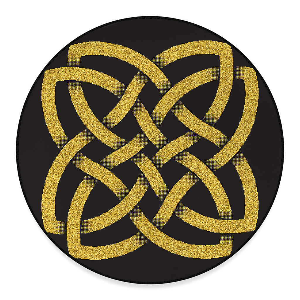 Gold Celtic Knot Symbol Print Round Floor Mat