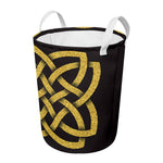 Gold Celtic Knot Symbol Print Round Laundry Basket