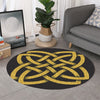 Gold Celtic Knot Symbol Print Round Rug