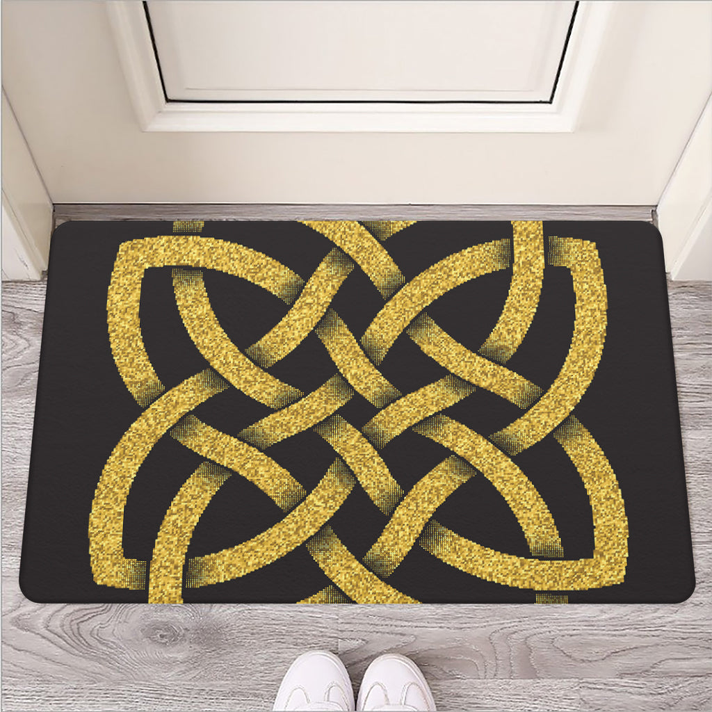 Gold Celtic Knot Symbol Print Rubber Doormat