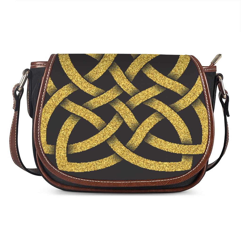 Gold Celtic Knot Symbol Print Saddle Bag