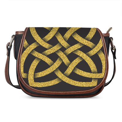 Gold Celtic Knot Symbol Print Saddle Bag