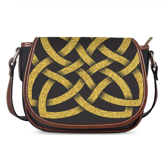 Gold Celtic Knot Symbol Print Saddle Bag