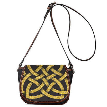 Gold Celtic Knot Symbol Print Saddle Bag