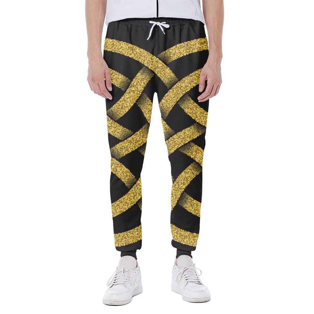 Gold Celtic Knot Symbol Print Scuba Joggers