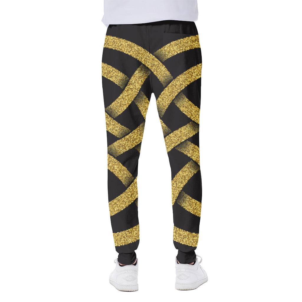 Gold Celtic Knot Symbol Print Scuba Joggers