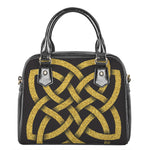 Gold Celtic Knot Symbol Print Shoulder Handbag