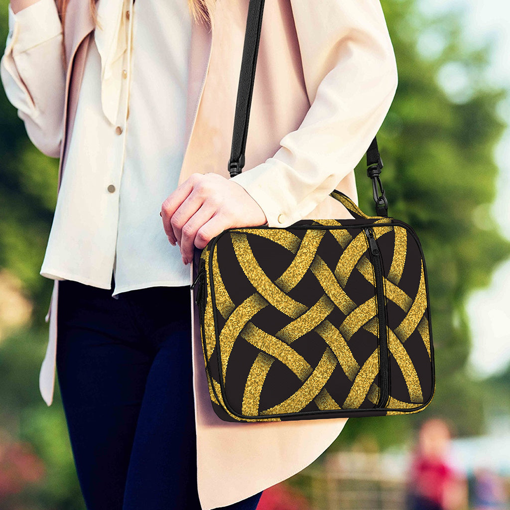 Gold Celtic Knot Symbol Print Shoulder Strap Bible Bag