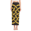 Gold Celtic Knot Symbol Print Side Slit Maxi Skirt