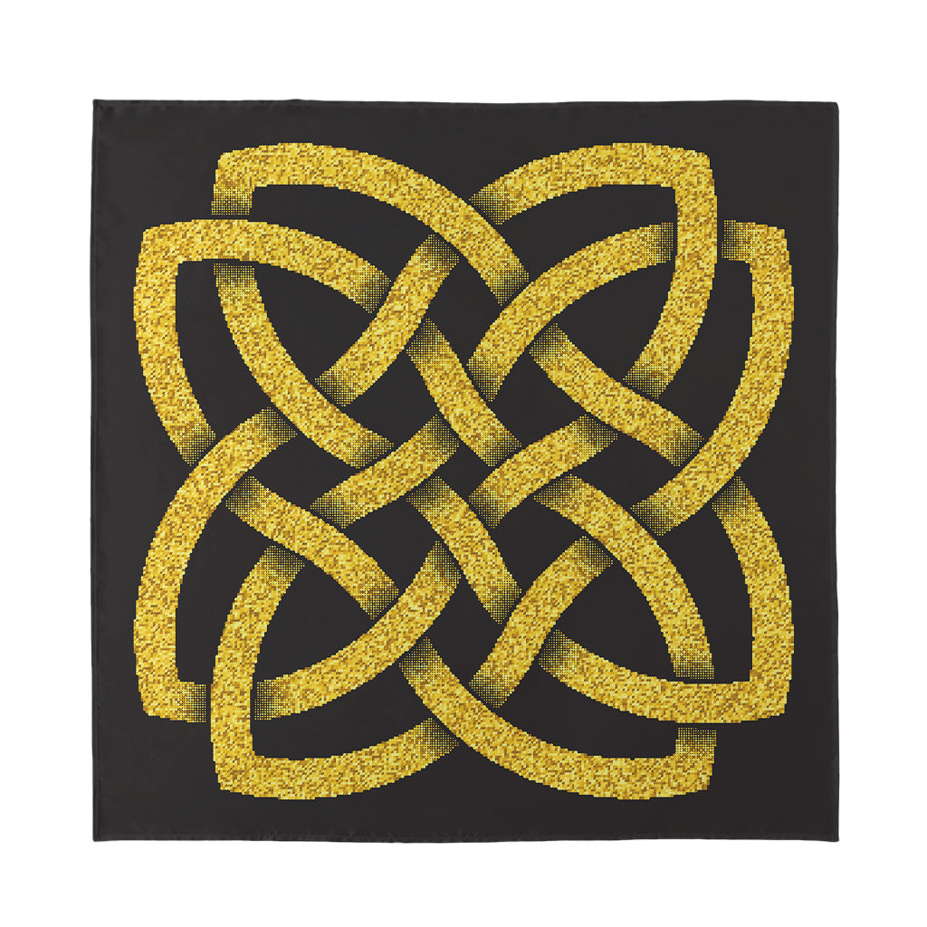 Gold Celtic Knot Symbol Print Silk Bandana