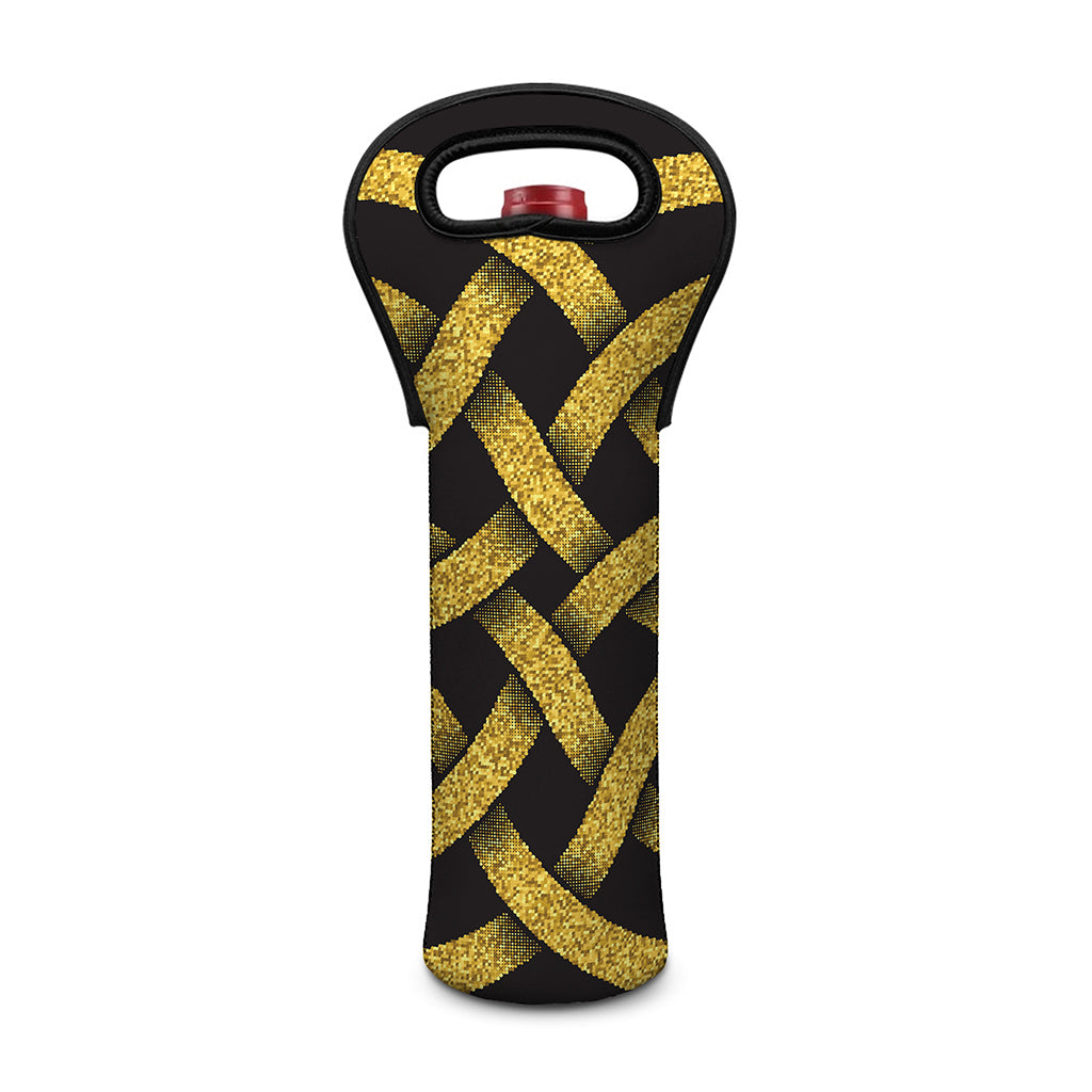 Gold Celtic Knot Symbol Print Single Neoprene Wine Tote