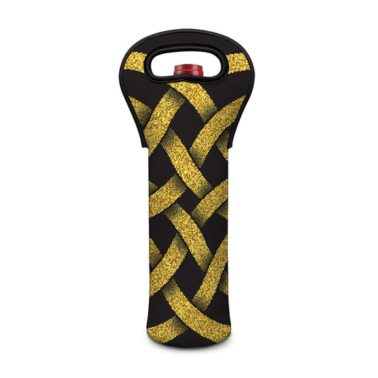 Gold Celtic Knot Symbol Print Single Neoprene Wine Tote