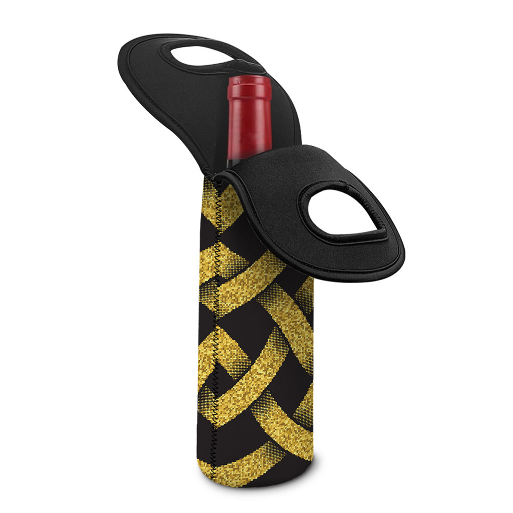 Gold Celtic Knot Symbol Print Single Neoprene Wine Tote