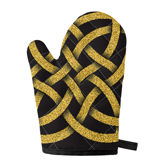 Gold Celtic Knot Symbol Print Single Oven Mitt