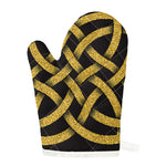 Gold Celtic Knot Symbol Print Single Oven Mitt
