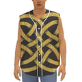 Gold Celtic Knot Symbol Print Sleeveless Baseball Jersey