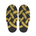 Gold Celtic Knot Symbol Print Slippers