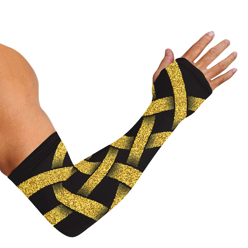 Gold Celtic Knot Symbol Print Sun Protection Arm Sleeves