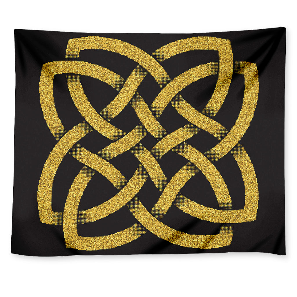 Gold Celtic Knot Symbol Print Tapestry