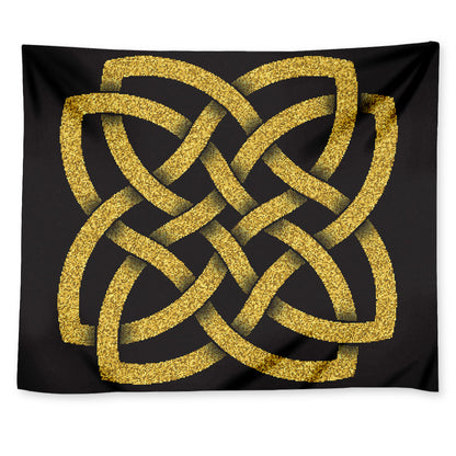 Gold Celtic Knot Symbol Print Tapestry