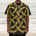Gold Celtic Knot Symbol Print Textured Short Sleeve Shirt
