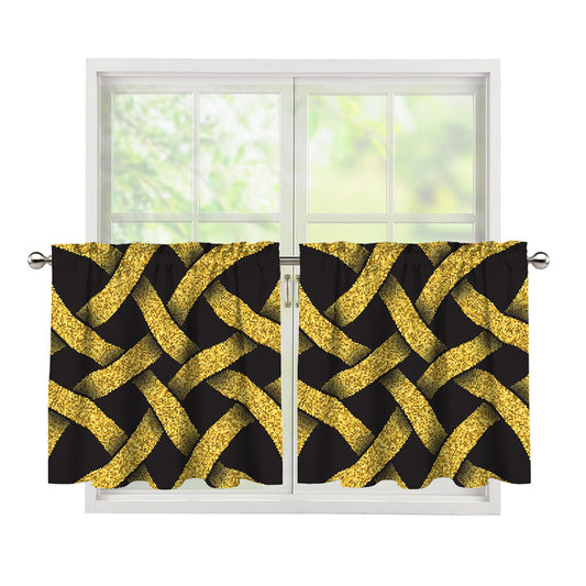 Gold Celtic Knot Symbol Print Tier Curtains