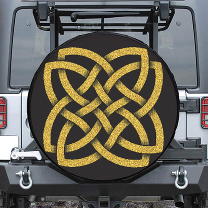Gold Celtic Knot Symbol Print Tire Cover