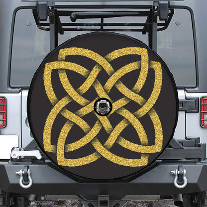 Gold Celtic Knot Symbol Print Tire Cover With Camera Hole