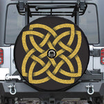 Gold Celtic Knot Symbol Print Tire Cover With Camera Hole