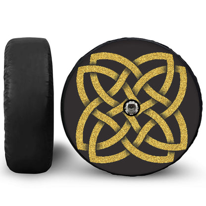 Gold Celtic Knot Symbol Print Tire Cover With Camera Hole