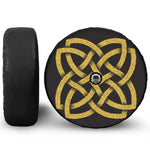 Gold Celtic Knot Symbol Print Tire Cover With Camera Hole