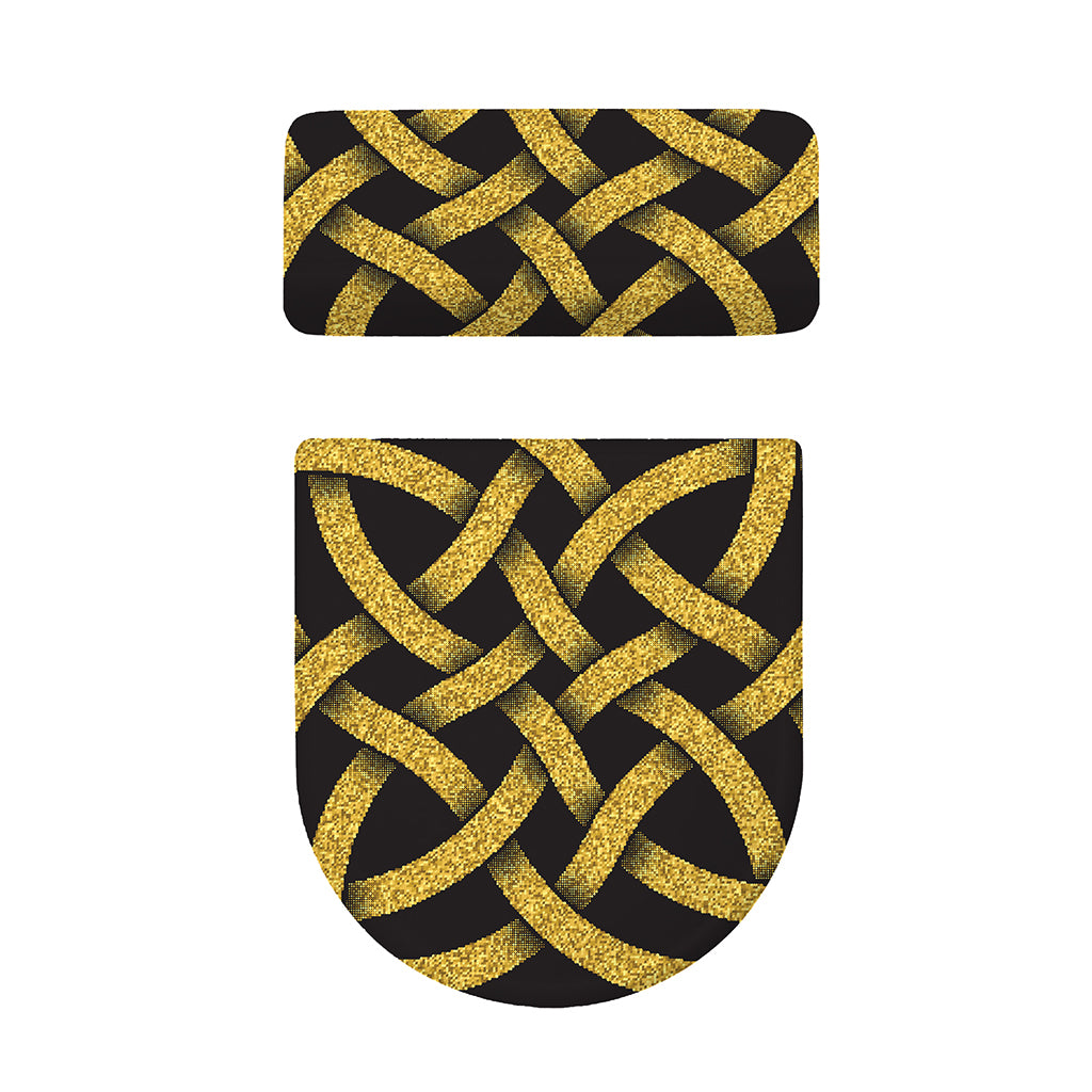Gold Celtic Knot Symbol Print Toilet Lid And Tank Cover Set