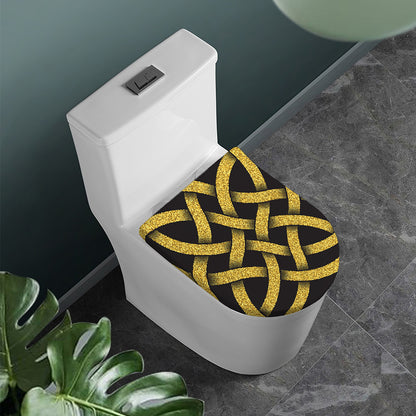 Gold Celtic Knot Symbol Print Toilet Lid Cover