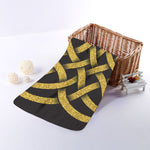 Gold Celtic Knot Symbol Print Towel