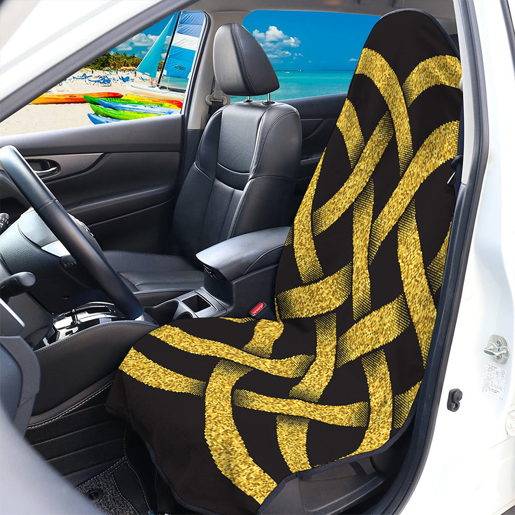 Gold Celtic Knot Symbol Print Waterproof Car Seat Cover